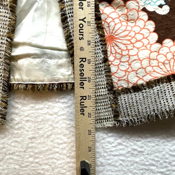 Trina Turk Jacket Womens 8 Brown Orange Floral Blazer Wool Open Lined Career - Picture 10 of 11